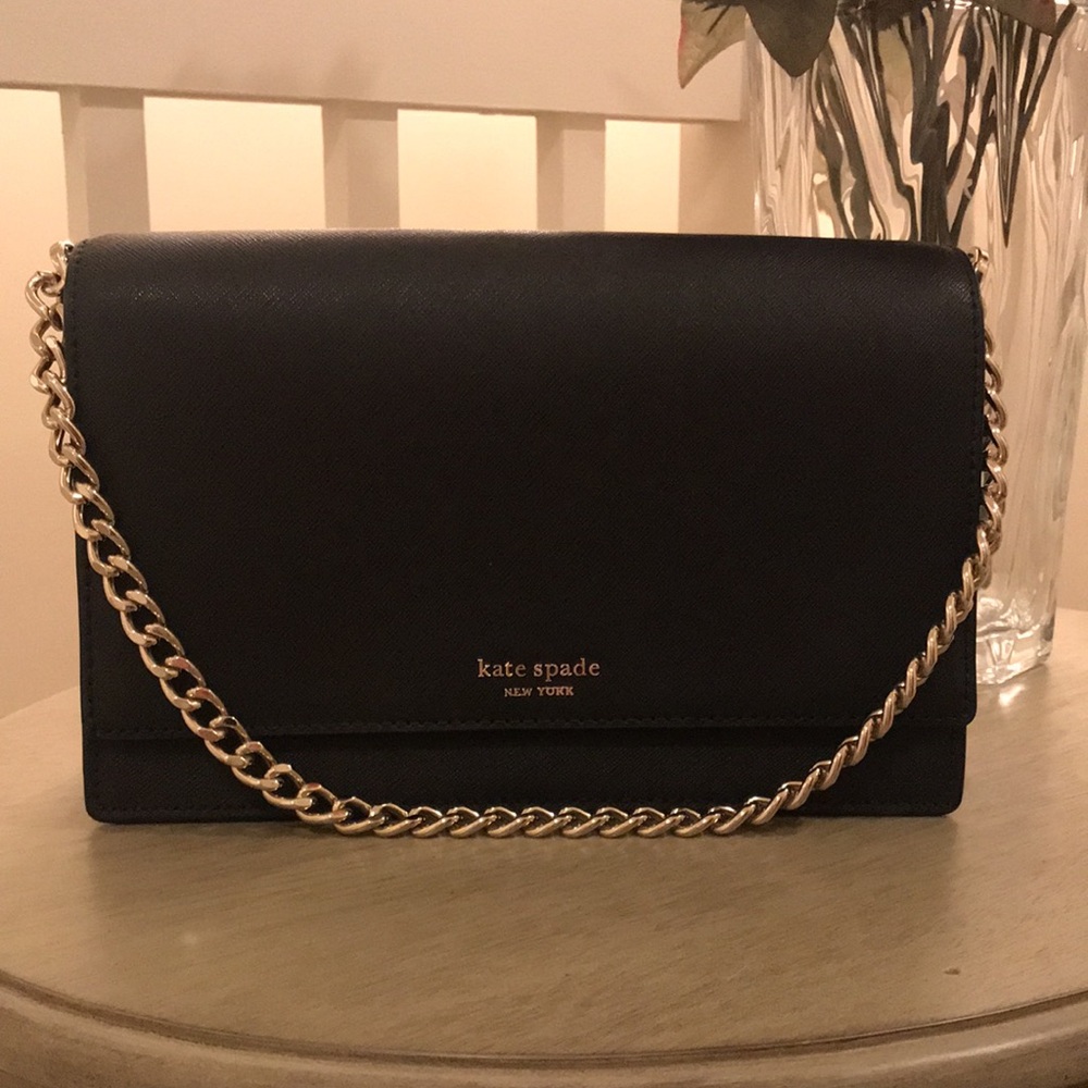 Kate Spade Black Flap Crossbody Chain Bag NEW
